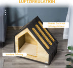  Pawhut Hundehütte Aus Holz Indoor Katzenhöhle Katzenhaus Hundeschlafplatz Mit Kissen Hundehaus Hundehöhle Mit Schrägem Dach Für Kleine Hunde Bis 8 Kg 60 X 40 X 59,2 Cm