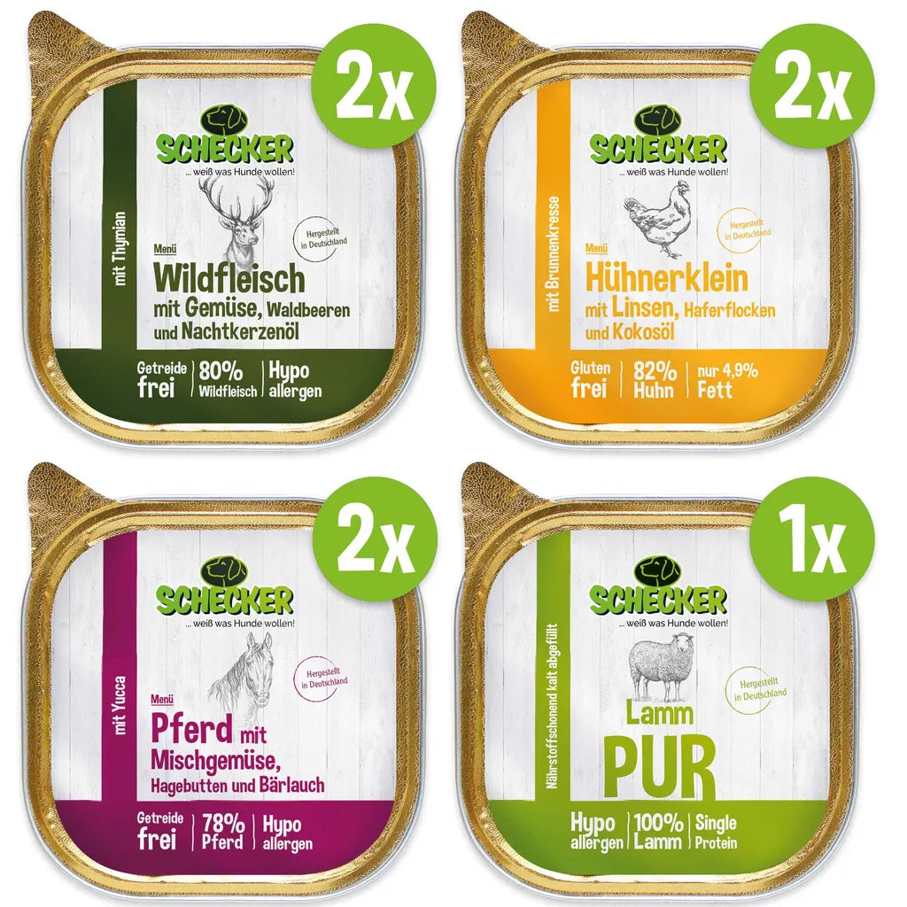  7x200g Schecker - Hundemenü - 7 Auf Einen Streich - Nassfutter - Hundefutter