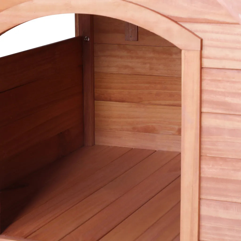  Cadoca Hundehütte FSC®-zertifiziertes Massivholz 82x72x85cm Dachluke Spitzdach Garten Hundehaus Tierhaus Wetterfest