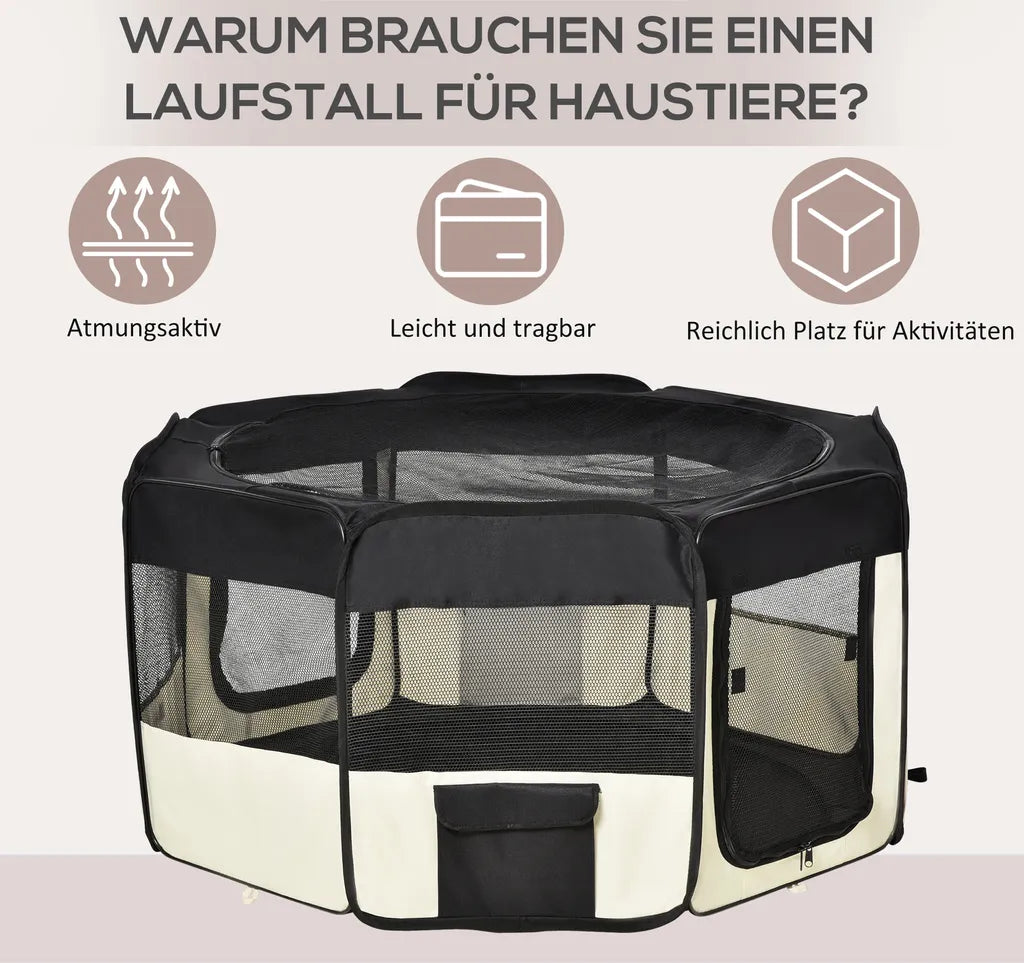  PawHut Welpenauslauf Freilaufgehege Tierlaufstall Laufstall Welpenzaun 600D Oxford 125 X 125 X 58 Cm
