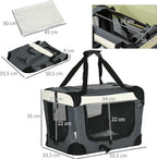  PawHut Hundetasche Transporttasche Faltbare Hundebox Mit Kissen Hundetragetasche Für Kleine Hunde Reisetasche Haustierrucksack Outdoor Oxfordstoff Grau+Schwarz 50,5 X 33,5 X 35 Cm