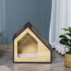  Pawhut Hundehütte Aus Holz Indoor Katzenhöhle Katzenhaus Hundeschlafplatz Mit Kissen Hundehaus Hundehöhle Mit Schrägem Dach Für Kleine Hunde Bis 8 Kg 60 X 40 X 59,2 Cm