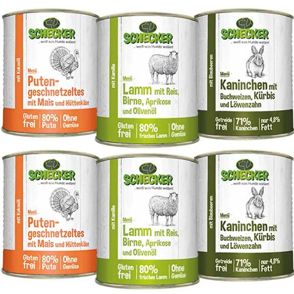  Schecker Hundemenü Nassfutter Dosen 820g (11-er 820g) Hundefutter Mehrpack