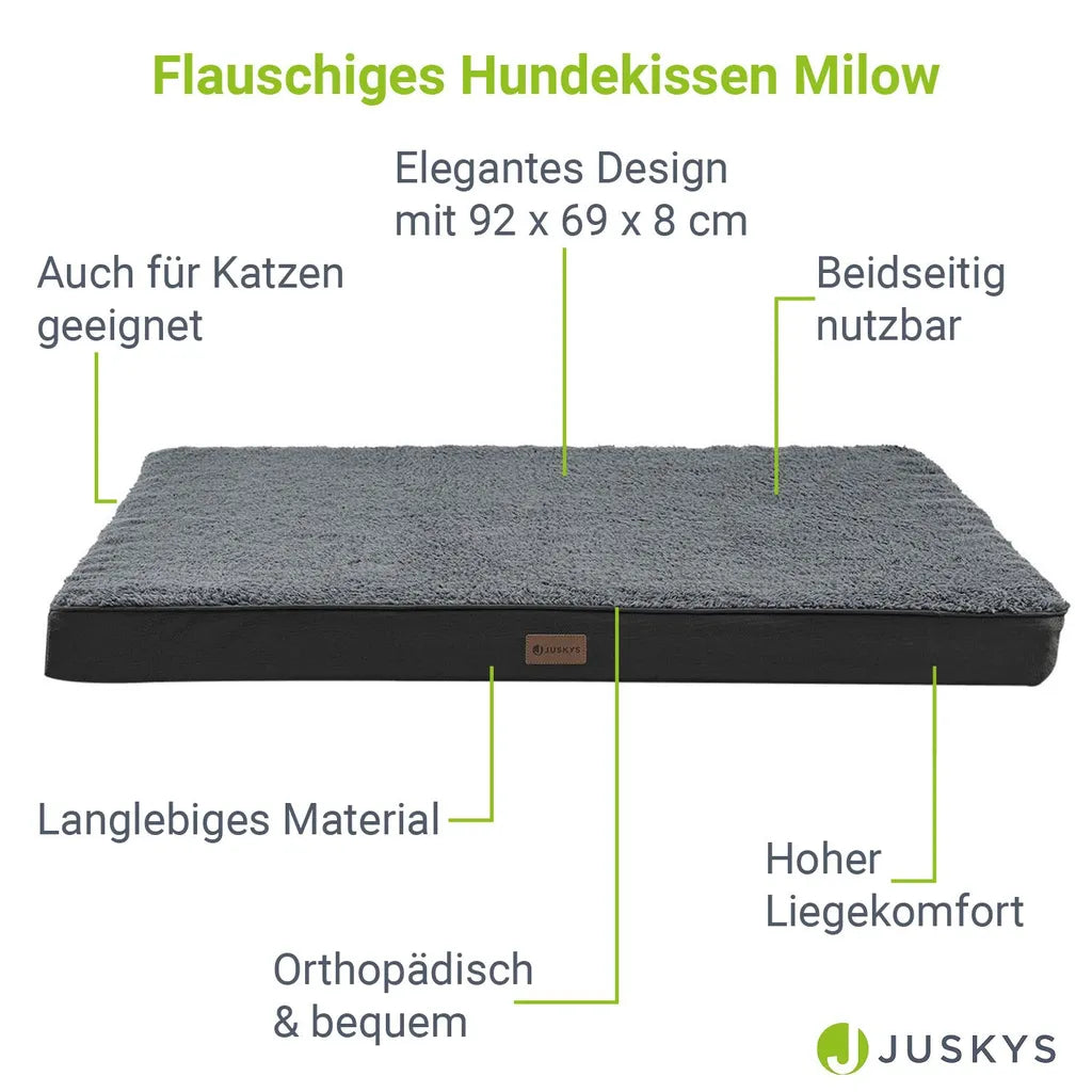  Juskys Hundebett Milow Orthopädisch 92x69cm - Hundekissen Flauschig & Stabil - Bezug Abnehmbar & Waschbar – Hundematte Für Mittlere Hunde - Grau