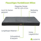  Juskys Hundebett Milow Orthopädisch 92x69cm - Hundekissen Flauschig & Stabil - Bezug Abnehmbar & Waschbar – Hundematte Für Mittlere Hunde - Grau
