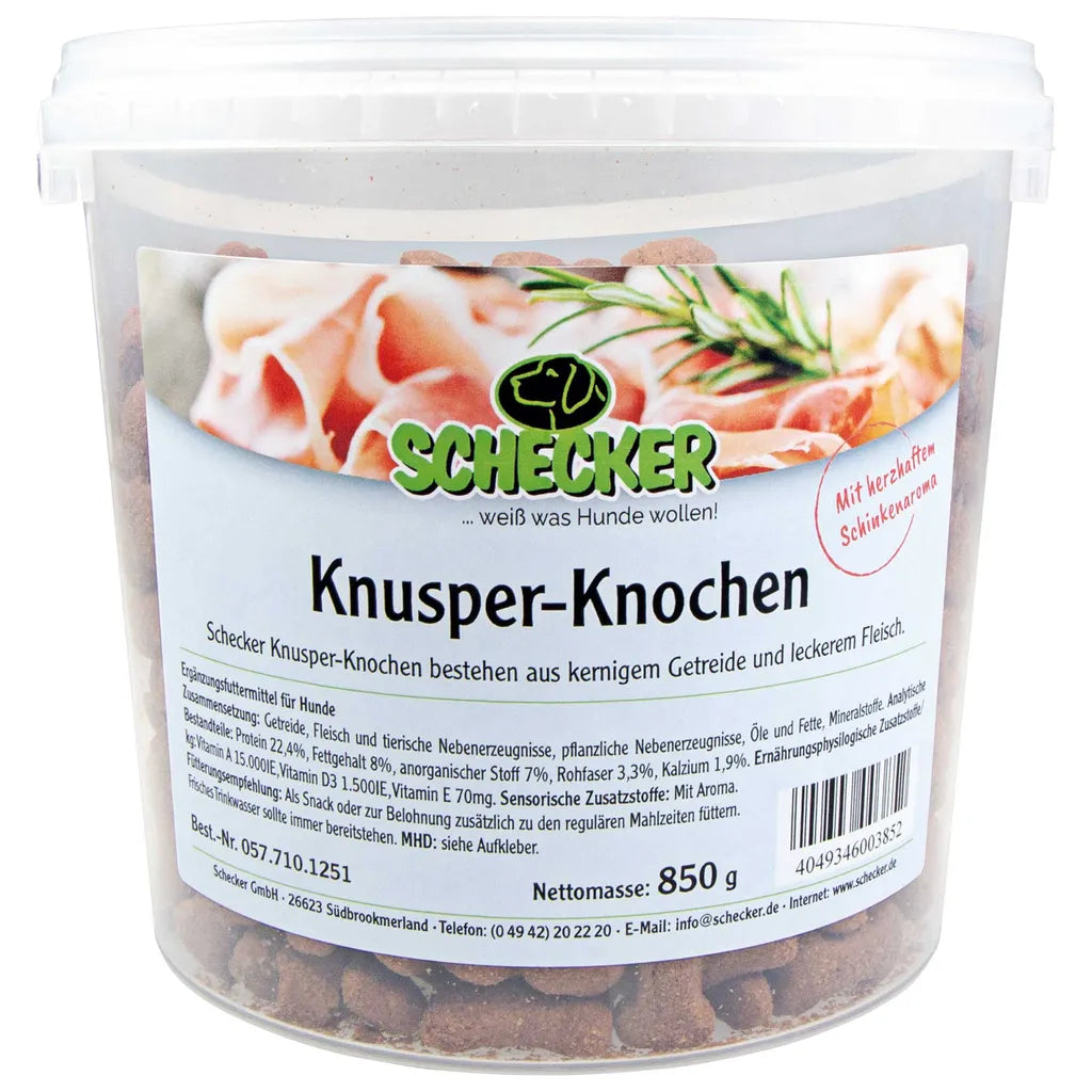  850g - Schecker Schinkenknochen Im Wieder Verschließbaren Frischeeimer - Leckerli Für Den Hund