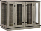  Pawhut Hundekäfig Schrank Haustierkäfig Mit Herausnehmbarem Trennwand Tierkäfig Hundehütte Mit Tischoberfläche Hundebox Innen Spanplatte Dunkelwalnuss+Eiche 120 X 60 X 88,5 Cm