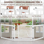  COSTWAY 3-teiliges Absperrgitter Hunde Mit Tor, 61cm Hoch Schutzgitter Holz Klappbar, Treppengitter Hundeabsperrgitter Türschutzgitter