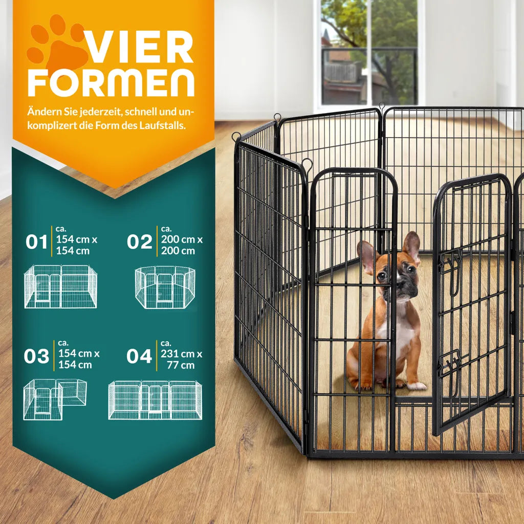  TRESKO Welpenlaufstall Tierlaufstall Welpenauslauf Freigehege Hunde Laufstall 8 Eckig