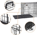  Feandrea Hundekäfig, XXL, 122 X 74,5 X 80,5 Cm, Klappbar, Mit 2 Türen, Ausziehbare Kunststoffschale, Schwarz PPD48H