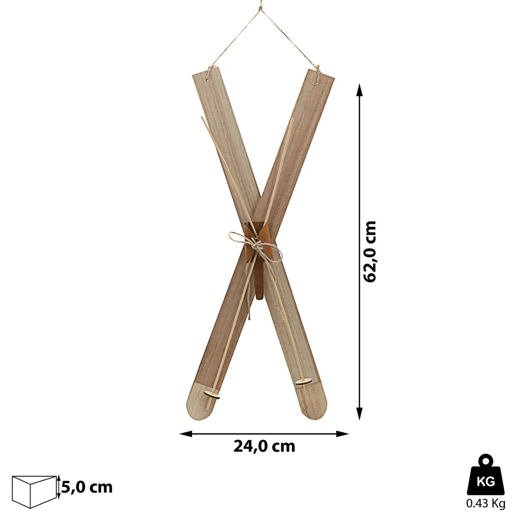  Deko Ski Zum Auhängen H62cm Holzski Skipaar Winterdeko Weihnachtsdeko Schnee Skihütte