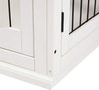  PawHut Hundehütte Hundehaus Transportbox Mit Tischoberfläche Kleintierkäfig Für Innen Hundebox Tierkäfig Haustier MDF Metall Weiß 81 X 58,5 X 66 Cm