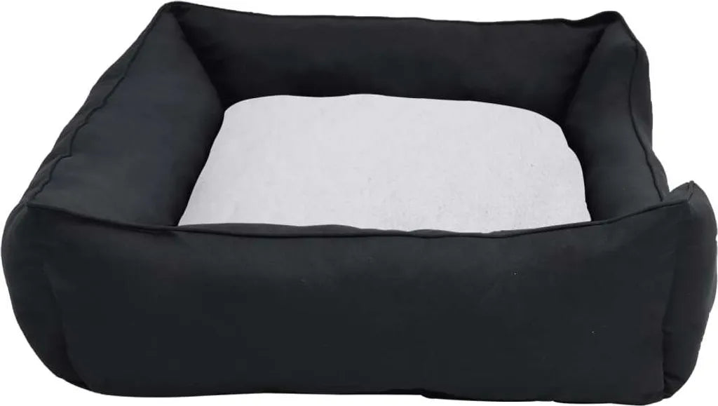  VidaXL Hundebett Schwarz-Weiß 65x50x20 Cm Fleece Leinenoptik
