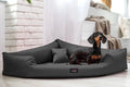  Tierlando TRIVIA | Komfort Eckhundebett Robustes Polyester Hundebett Hundesofa - A) Größe: TR5-120cm | B) Farbe: 02/Graphit