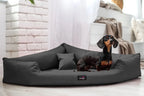  Tierlando TRIVIA | Komfort Eckhundebett Robustes Polyester Hundebett Hundesofa - A) Größe: TR5-120cm | B) Farbe: 02/Graphit