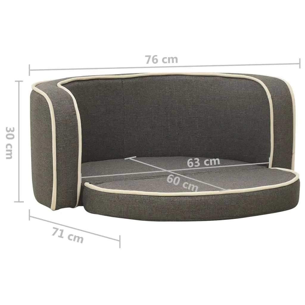  VidaXL Klappbares Hundesofa 76x71x30 Cm Waschbare Kissen Leinen Grau