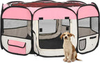  VidaXL Faltbarer Welpenlaufstall Mit Tragetasche Rosa 145x145x61 Cm