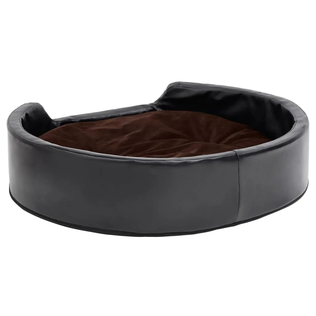  VidaXL Hundebett Schwarz-Braun 79x70x19 Cm Plüsch Und Kunstleder