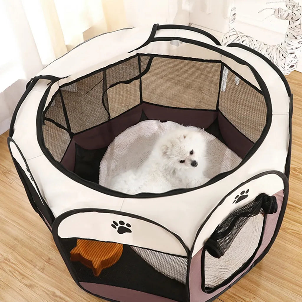  Faltbarer Hunde Katzen Laufstall Durable Kennel Kitten Playground Playpen Haustier Welpen-Laufstall, 74x74x43cm