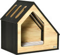  Pawhut Hundehütte Aus Holz Indoor Katzenhöhle Katzenhaus Hundeschlafplatz Mit Kissen Hundehaus Hundehöhle Mit Schrägem Dach Für Kleine Hunde Bis 8 Kg 60 X 40 X 59,2 Cm