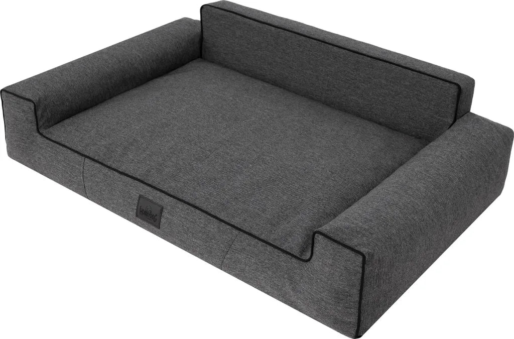  Hundebett GLAMOUR Bett Sofa Schlafplatz Ökoleinen Gewebe Kissen Korb SCHWARZ XXL 116x78 Cm