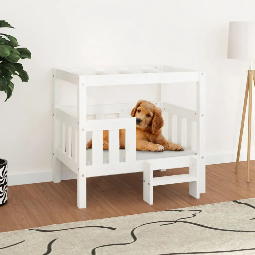  VidaXL Hundebett Weiß 75,5x63,5x70 Cm Massivholz Kiefer