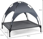  COSTWAY Hundebett Mit Baldachin, Hundeliege Garten, Haustier Liegeplatz Draußen, Hundesofa Schlafplatz Outdoor, Haustierbett Hund, Katzenliege Katzenbett 90x81x86cm