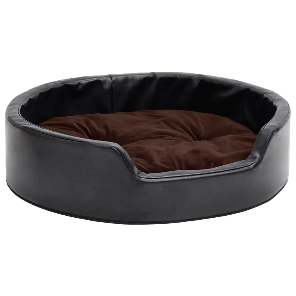  VidaXL Hundebett Schwarz-Braun 69x59x19 Cm Plüsch Und Kunstleder