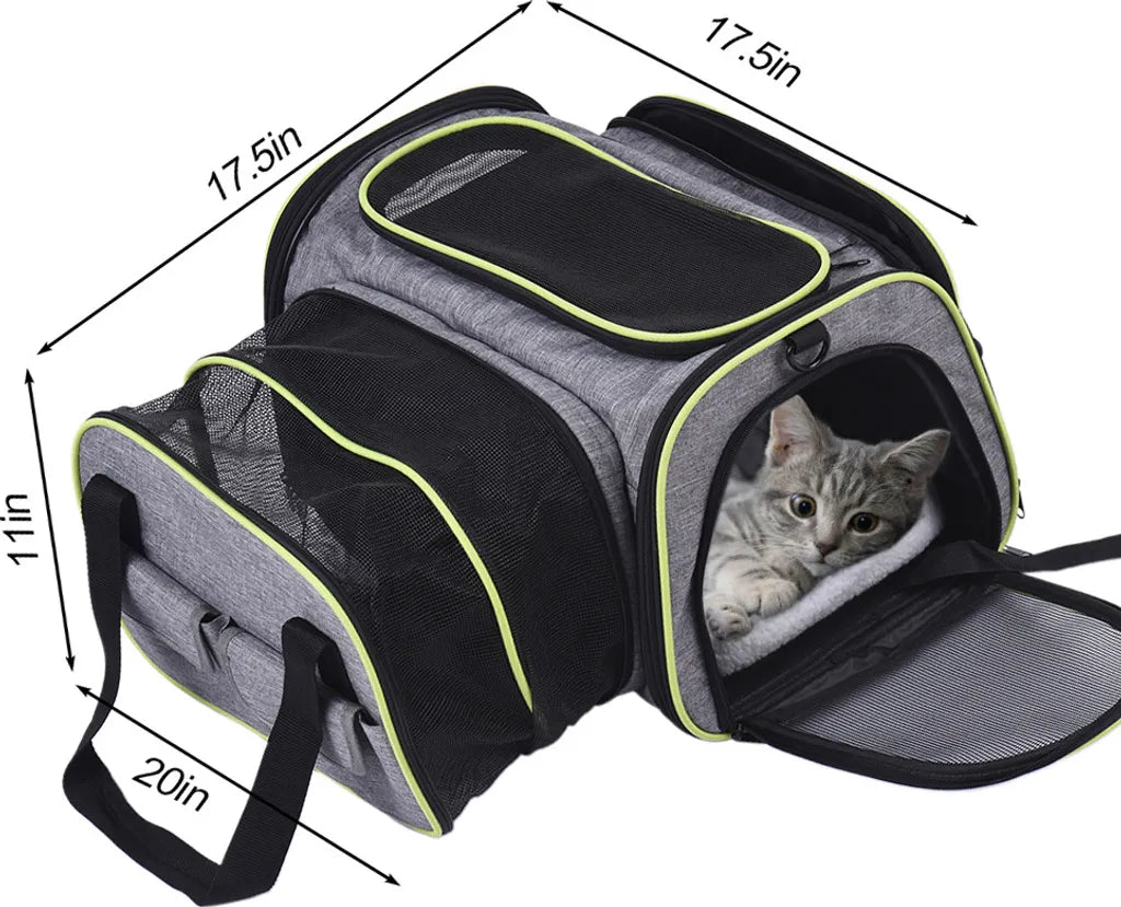  Faltbare Hundebox Transporttasche Transportbox Auto Für Katze Hunde Große Kleine Box Bag Mit Fleece-Matte 44.5 X 33 X 28cm