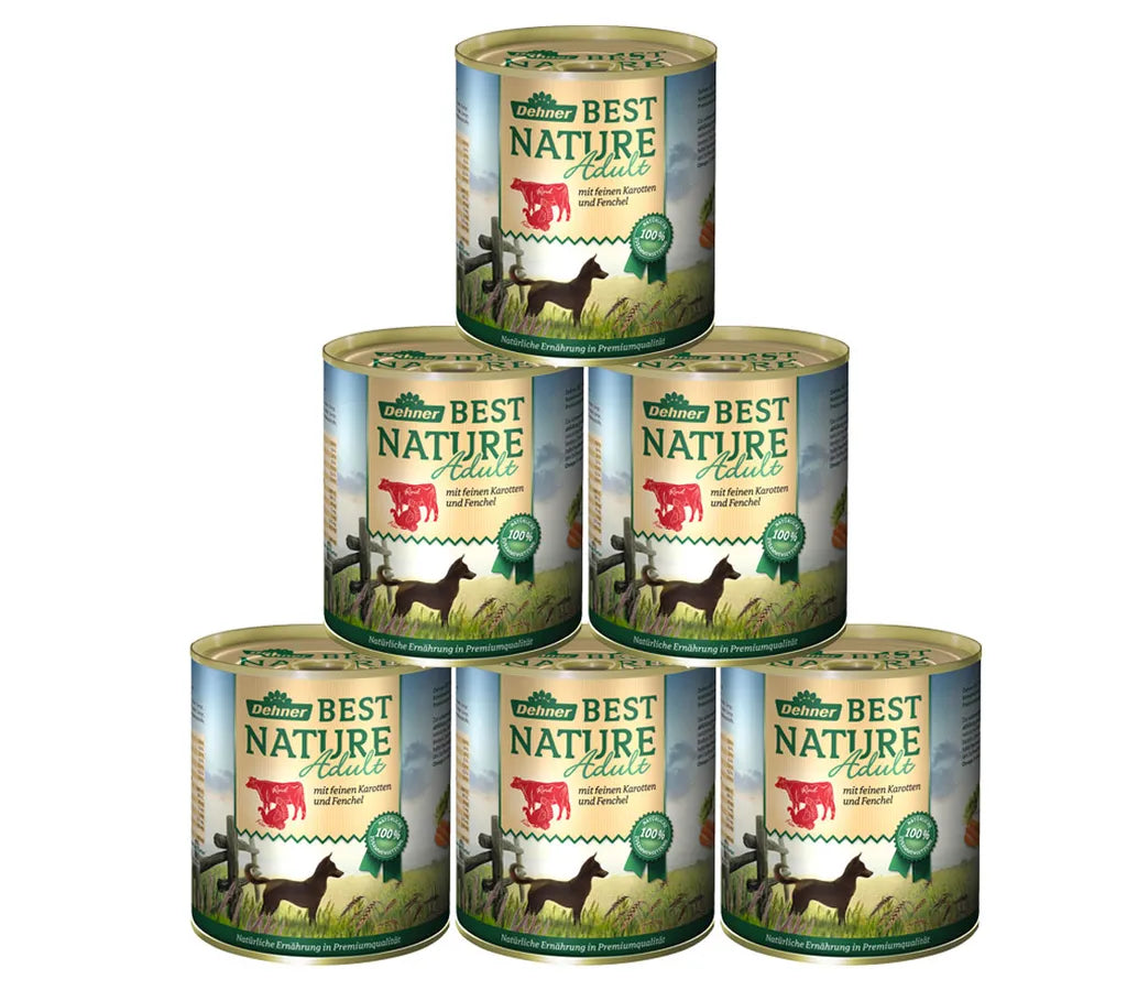  Dehner Best Nature Hundefutter Adult, Rind Und Pute Mit Karotten, 6 X 800 G (4.8 Kg)