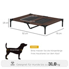  PawHut Hundebett Hundeliege Outdoor Katzenbett Haustierbett Schlafplatz Stahl 600D Oxford-Gewebe Braun 92 X 76 X 18 Cm