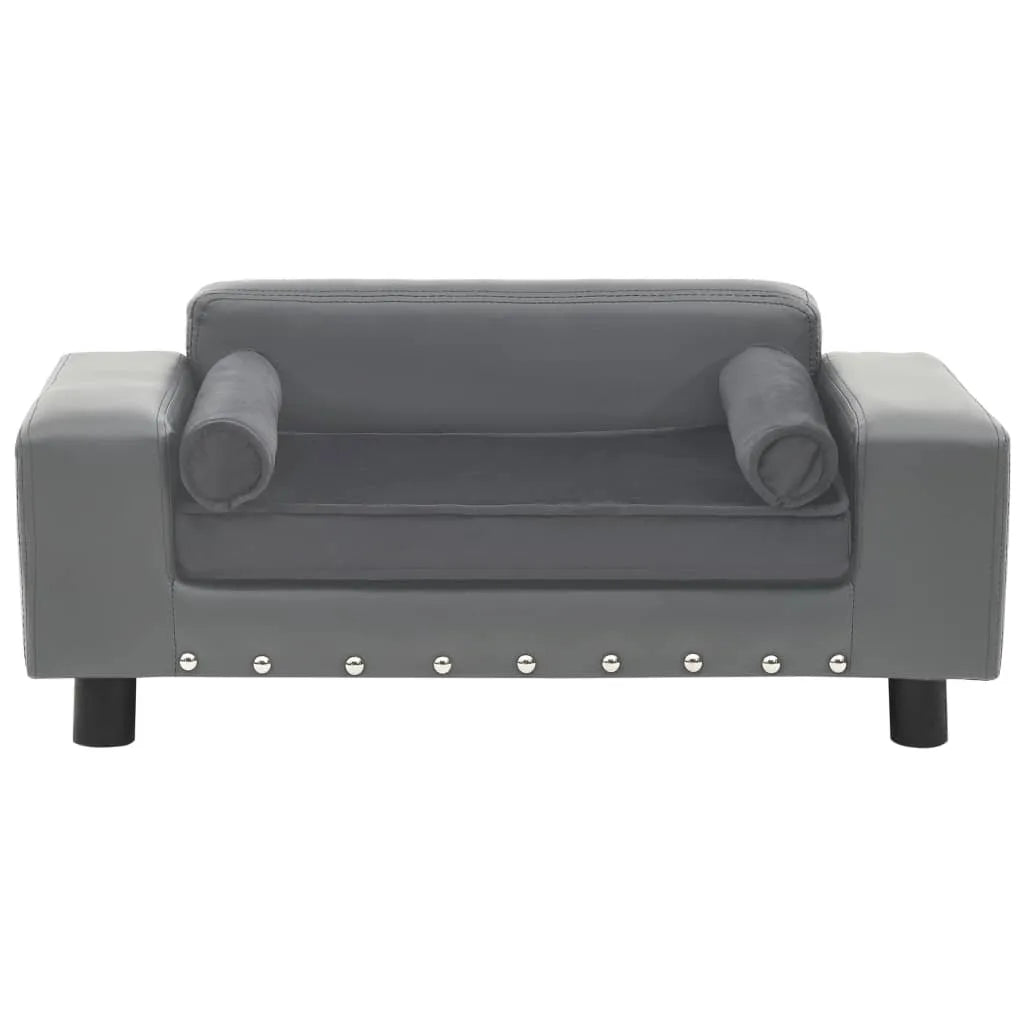  VidaXL Hundesofa Grau 81x43x31 Cm Plüsch Und Kunstleder