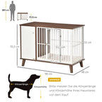  PawHut Hundekäfig Aus Holz Mit Schrank Kissen Tischoberfläche Erhöhtes Design Hundebox Für Mittelgroße Kleine Hunde Innen Zuhause Tierkäfig Haustier Stahl Braun 98 X 48 X 70,5 Cm