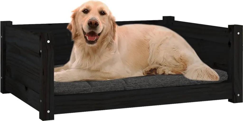  VidaXL Hundebett Schwarz 75,5x55,5x28 Cm Massivholz Kiefer