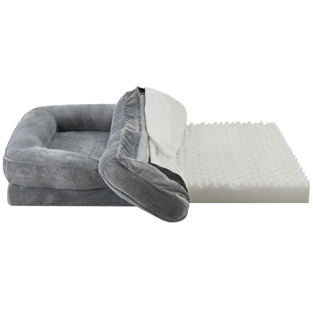  Juskys Hundebett Sheena XL Orthopädisch, Waschbar & Rutschfest – 105 X 82 X 17 Cm– Hundesofa Flauschig Große Hunde Grau – Haustierbett Hundesofa