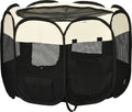  PawHut Welpenlaufstall Tierlaufstall Faltbarer Welpenauslauf Freigehege Laufstall Aus Oxfordstoff Für Kleine Hunde Und Katzen Wasserdicht Tragbar Cremeweiß+Schwarz 92 X 92 X 58 Cm