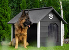  Outentin Hundehütte Outdoor Winterfest Isoliert - Gemütliches Und Stilvolles Hundehaus XXL - Hundezwinger Draußen Für Große Hunde - Wasserdicht Hundehöhle - 104 X 90 X 74 Cm (Grau - Weiß)