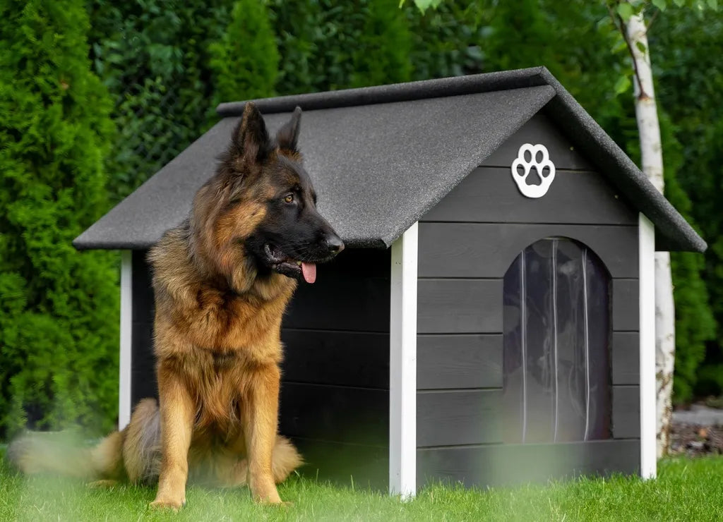  Outentin Hundehütte Outdoor Winterfest Isoliert - Gemütliches Und Stilvolles Hundehaus XXL - Hundezwinger Draußen Für Große Hunde - Wasserdicht Hundehöhle - 104 X 90 X 74 Cm (Grau - Weiß)