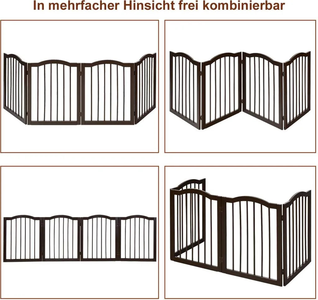  COSTWAY Absperrgitter Schutzgitter Kieferholz Flexible Hundeabsperrgitter, Hunde Treppengitter Türschutzgitter