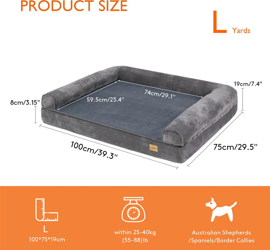  WISFOR Hundesofa Orthopädisch Hundebett Hundecouch Für Große Hunde, Wasserfest Waschbar Bezug Abnehmbar XL: 120x90x20cm