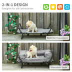  PawHut Hundesofa 2 In 1 Haustiersofa Und Hundeliege Katzensofa Erhöhtes Hundebett Schlafplatz Für Katzen Hunde Abnehmbar Oxfordstoff Grau 80 X 59 X 36 Cm