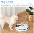  PawHut Futterautomat Mit 6 Fächern Für Katzen Hunde Haustiere Automatisch 4 Mahlzeiten Programmierbarer Futterspender Mit LED-Display Timer Weiß+Grau Ø30,5 X 7,2H Cm