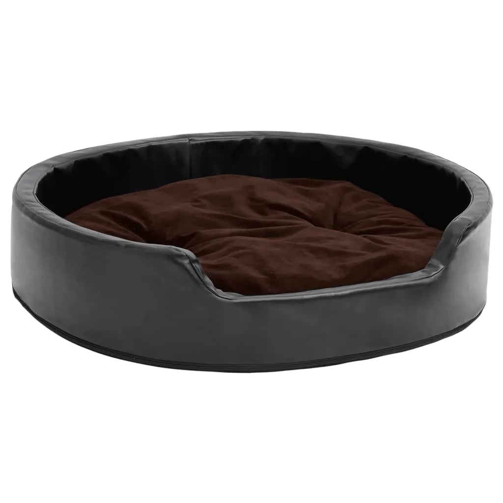  VidaXL Hundebett Schwarz-Braun 79x70x19 Cm Plüsch Und Kunstleder