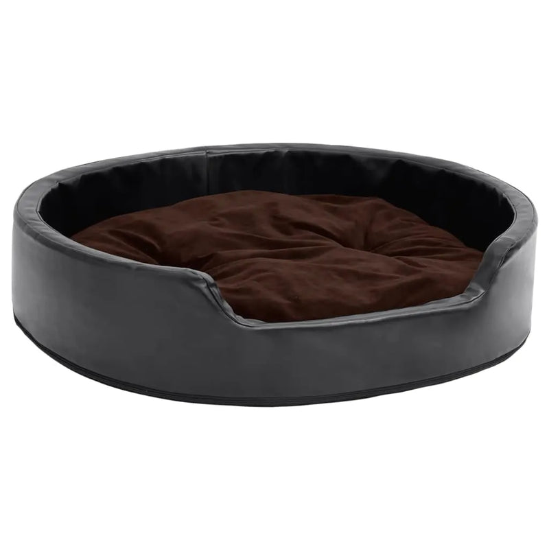  VidaXL Hundebett Schwarz-Braun 79x70x19 Cm Plüsch Und Kunstleder