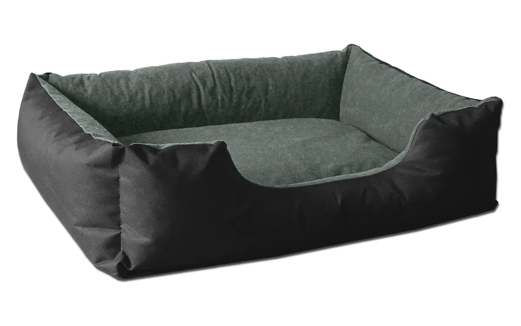  BedDog® Hundebett LUPI, Hundesofa Aus Cordura, Microfaser-Velours, Waschbares Hundebett Mit Rand, Hundekissen Vier-eckigfschad, Größe:XL, Farbe:THE-ROCK (schwarz/grau)