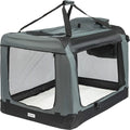  ONVAYA® Faltbare Transportbox Für Hunde & Katzen | XL | Faltbare Hundebox Oder Katzenbox Für Auto & Zuhause | Farbe Grau Schwarz