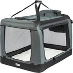  ONVAYA® Faltbare Transportbox Für Hunde & Katzen | XL | Faltbare Hundebox Oder Katzenbox Für Auto & Zuhause | Farbe Grau Schwarz
