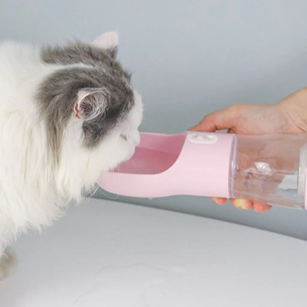  2 In1 258ml Haustier Trinkflasche Hund Katze Wasserflasche Für Unterwegs Mit Futterbehälter Und Wassernapf Tragbare Reisenapf (Grün)