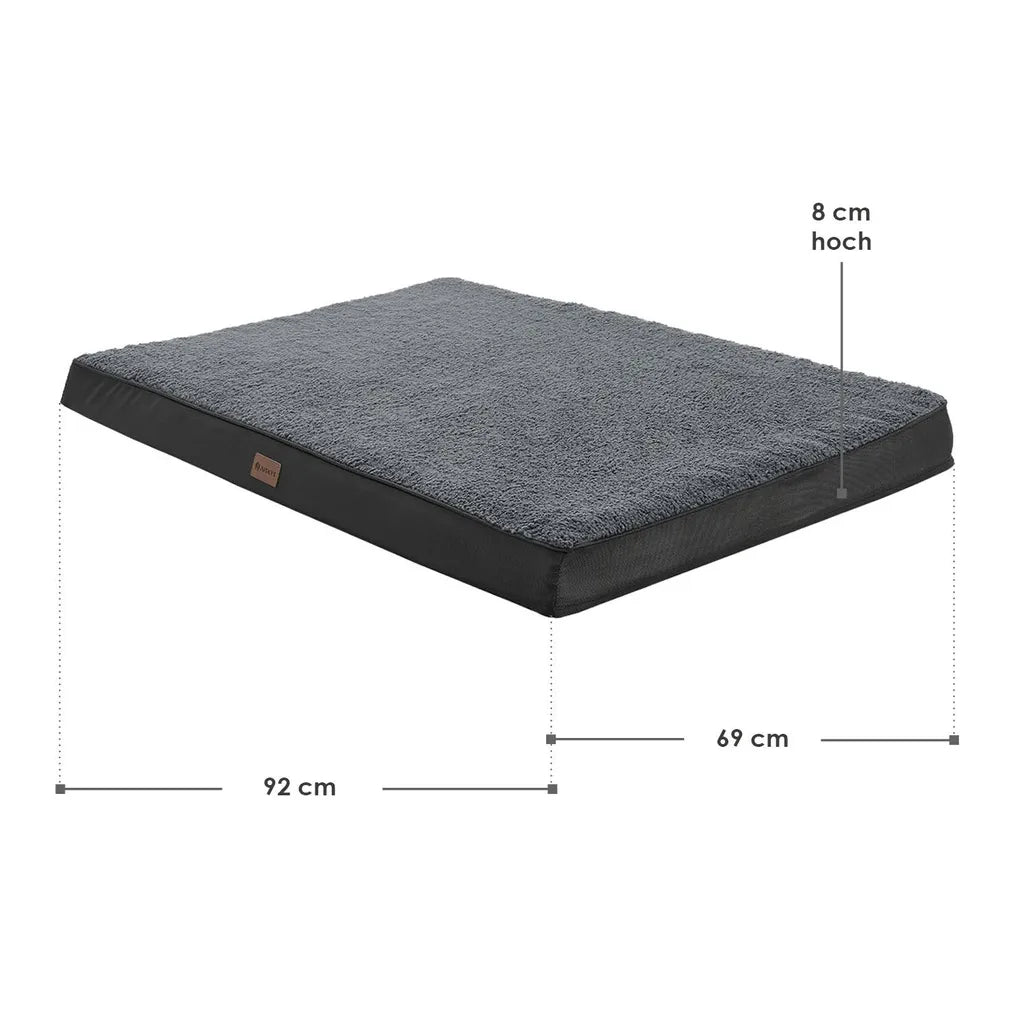  Juskys Hundebett Milow Orthopädisch 92x69cm - Hundekissen Flauschig & Stabil - Bezug Abnehmbar & Waschbar – Hundematte Für Mittlere Hunde - Grau