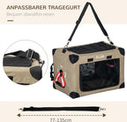  PawHut Hundebox Hundetransportbox Reisebox Faltbar Hundetasche Transporttasche Mit Tragegriff Tragetasche Für Tiere Atmungsaktiv Oxfordstoff Khaki 48,5 X 33,5 X 33 Cm